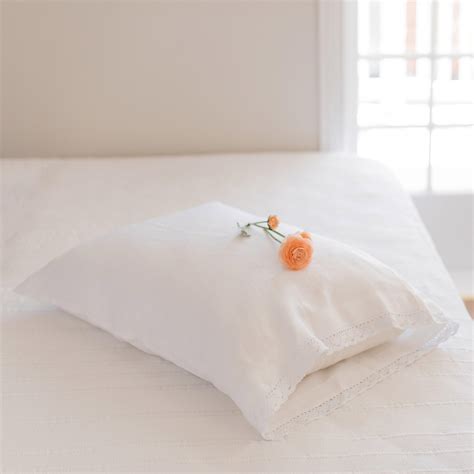 White Linen Pillowcase with Cotton Lace