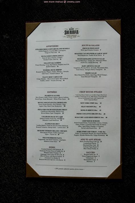 Online Menu of New Sheridan Bar Restaurant, Telluride, Colorado, 81435 - Zmenu