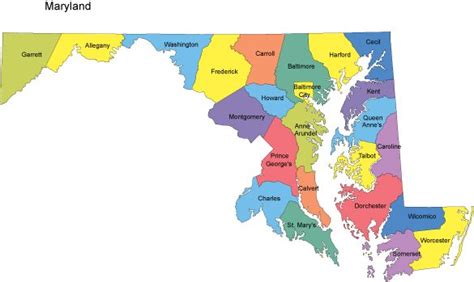 Maryland PowerPoint Map - Counties