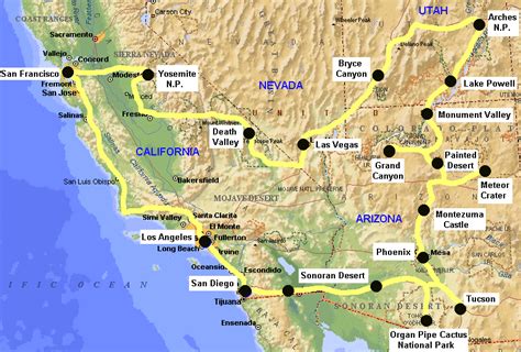 West Coast Usa Road Trip Map - Draw A Topographic Map