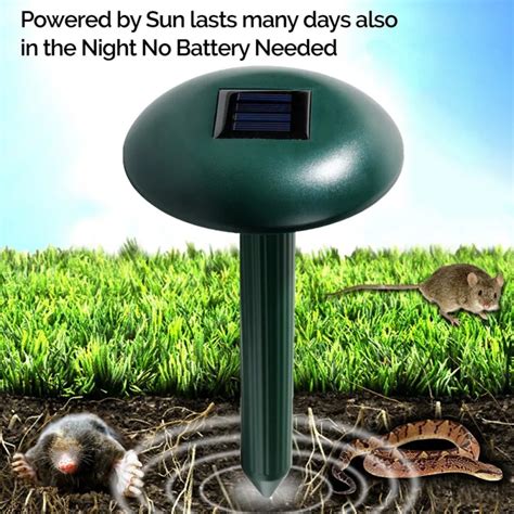 Solar Powered Mole Repeller With LED Sonic Pest Repellent Stake Scares ...