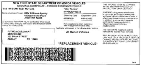 New York DMV | Sample NY State Insurance ID Cards