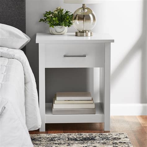 Mainstays Hillside Nightstand with Drawer, White Finish - Walmart.com