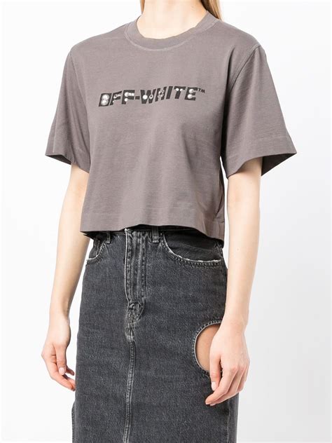 Off-White logo-print Cropped T-shirt - Farfetch