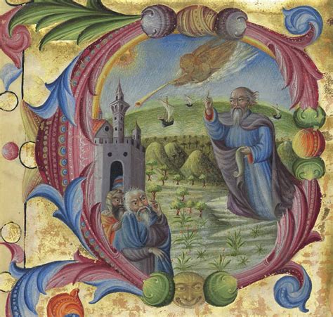 MOSES PREACHING TO THE ISRAELITES, historiated initial ‘D’ from a ...