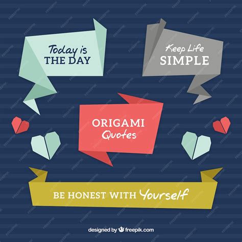 Free Vector | Origami quotes set