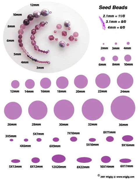 bead sizing charts | Bead Size Chart | Bead size chart, Jewelry techniques, Jewelry projects