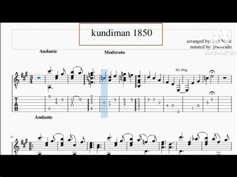 KUNDIMAN 1850 (guitar notations + TABS) - YouTube