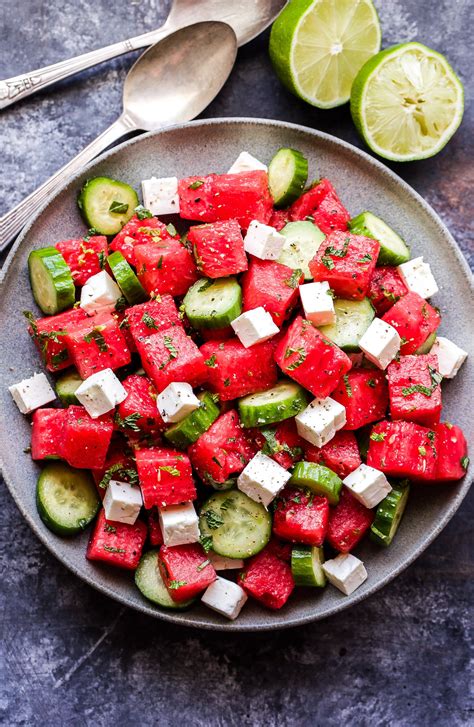 Watermelon Salad with Cucumber and Feta - Recipe Runner