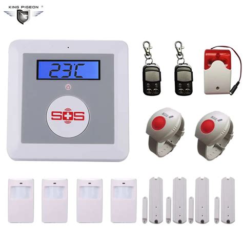 Wireless GSM Alarm System For Home Office Security with PIR/Door Sensor SOS Panic Button Siren ...