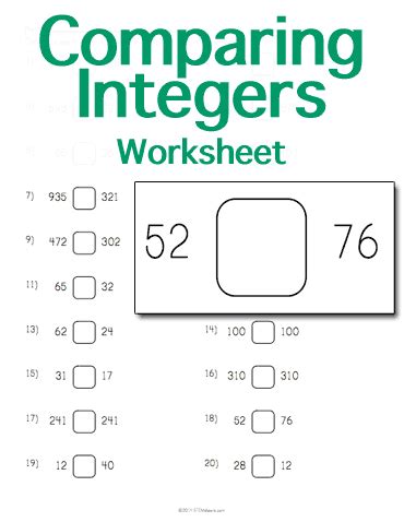 Customizable and Printable Comparing Integers Worksheet Negative Numbers Worksheet, Integers ...