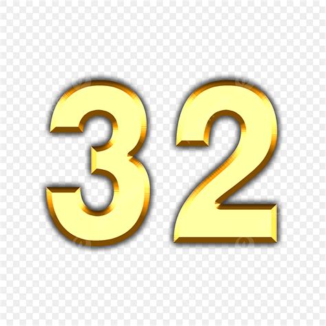 32 Clipart PNG Images, Number 32 Golden Font, Thirtytwo, Font, Golden PNG Image For Free Download