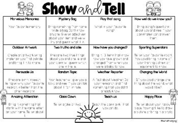 Show & Tell Topic Rubric by Teach with Me in Prep G | TpT