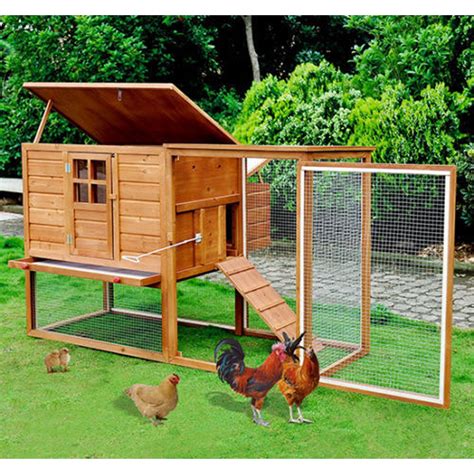 PawHut 64" Large Wooden Chicken Coop Kit With Outdoor Run And Nesting ...