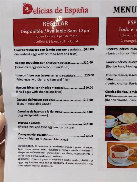 Menu at Delicias de España Dadeland restaurant, Miami