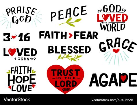 Logo set with bible verse faith hope love trust Vector Image