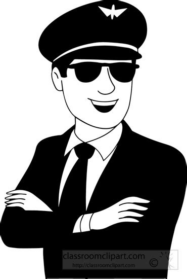 Occupations Black and White Outline Clipart - black-white-pilot-clipart ...