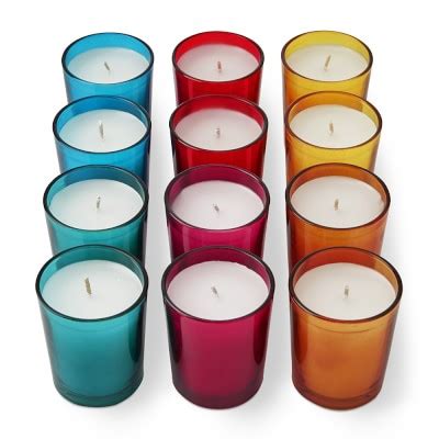 Colored Glass Votive Candles, Set of 12 | Williams Sonoma