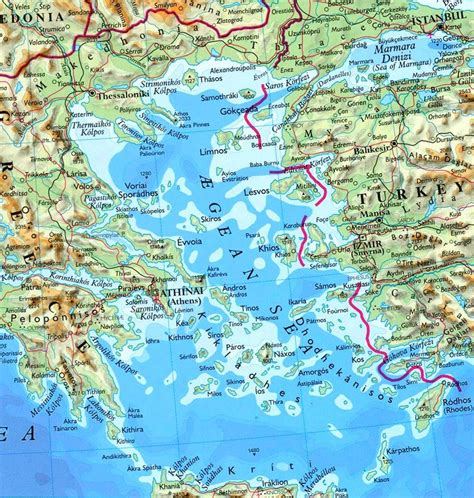 Aegean Sea physical map ﻿ | Sea map, Aegean sea, Map