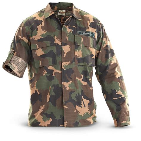 New Hungarian Military Surplus Ripstop Field Shirt, Camo - 219083 ...