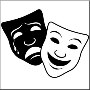 Clip Art: Comedy and Tragedy Masks 1 B&W 2 I abcteach.com