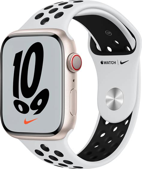 Best Buy: Apple Watch Nike Series 7 (GPS + Cellular) 45mm Starlight Aluminum Case with Pure ...