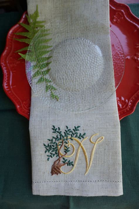 Embroidered cloth napkins thanksgiving Holiday Table Decor | Etsy