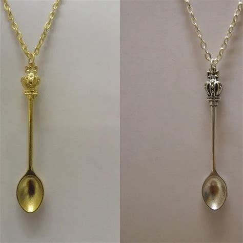 PINKSEE New Fashion Mini Tea Spoon Pendant Necklace Vintage Silver Gold ...