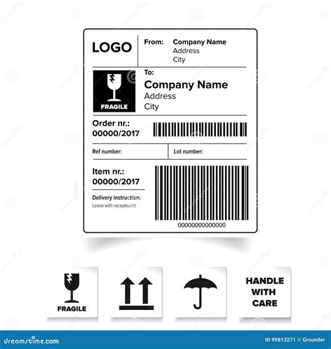 Shipping Label Barcode Template Stock Vector - Illustration of symbols, graphic: 99813271