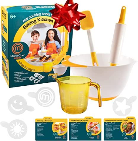 Amazon.com: MasterChef Junior Baking Kitchen Set for Kids - 7 Pc. Kit Includes Real Cooking ...