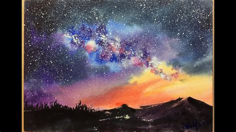 Watercolor Starry Night Sky Demonstration - YouTube