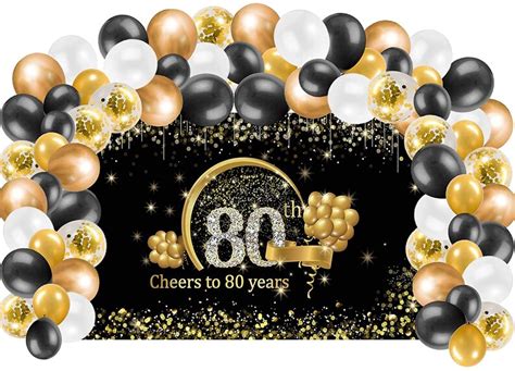 80th Birthday Banner Backdrop Decorations & Balloon Garland | Etsy