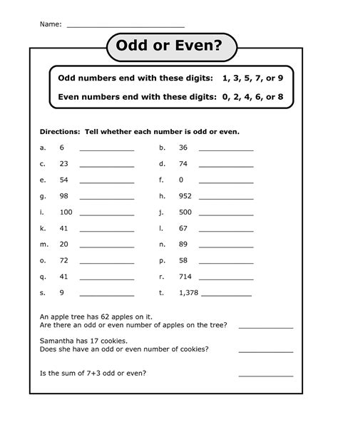 Free Printable Odd And Even Math Worksheets