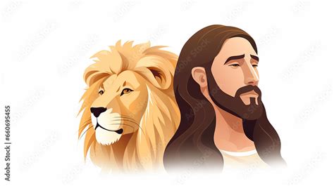 Jesus cristo e leão da tribo de judah, ilustração de fé cristã Stock-Illustration | Adobe Stock