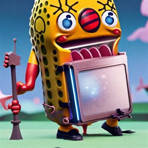 Ai Art Generator: funiest moment spongebob with television