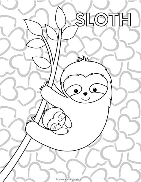 13 Cute Sloth Coloring Pages & Printable Activities – Party + Bright