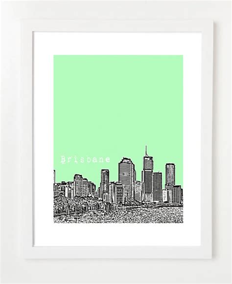 Brisbane Skyline Poster Brisbane Australia City Skyline Art Print ...