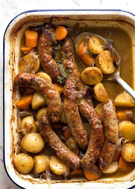 Sausage Bake with Potatoes and Gravy | Recipe | Pork recipes, Sausage dinner, Sausage dishes