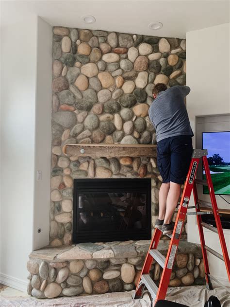 How To German Smear A Dated River Rock Fireplace - Krista Gilbert