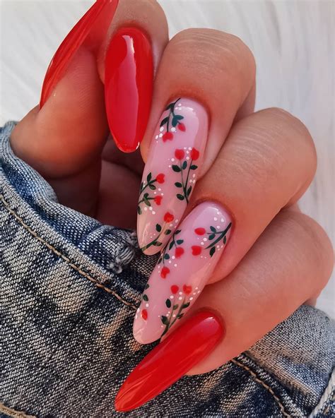 Flower Nail Designs, Red Nail Designs, Acrylic Nail Designs, Rose Nail Design, Art Designs, Rose ...