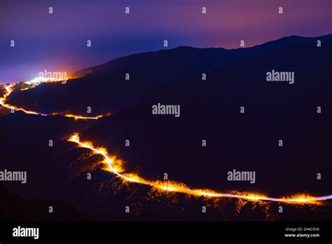 Beautiful night view of Santa Monica mountains, Los Angeles, USA Stock ...