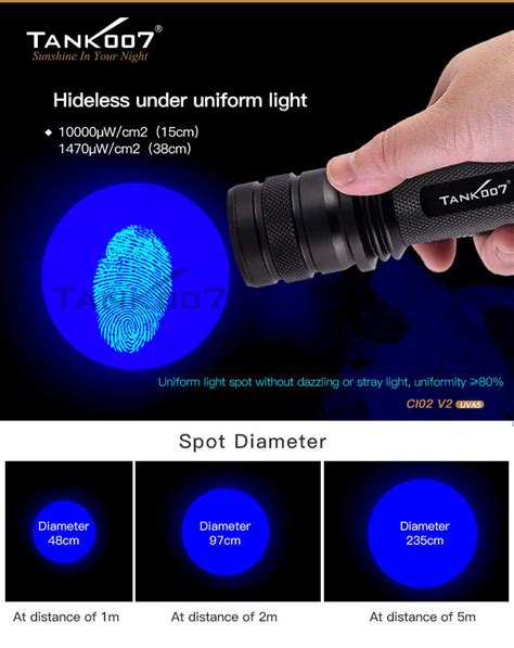 CI02 v2 A5 Uniform UV LED Flashlight for CSI and Forensic - TANK007 Led Flashlight