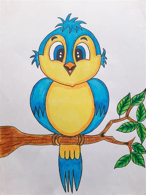 Cute bird drawing for kids/cartoon bird drawing | Dipinti facili ...