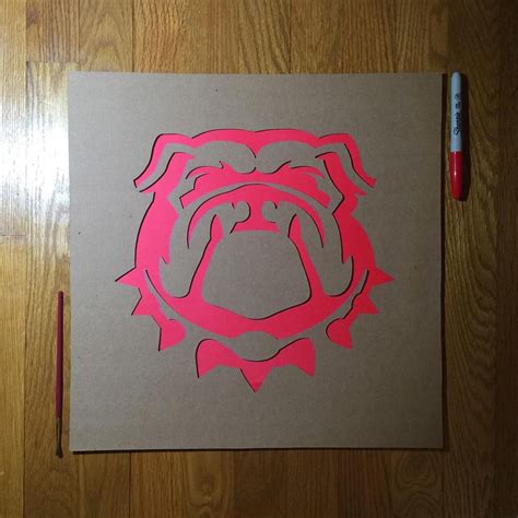 Georgia Bulldogs Mascot Logo Stencil | Bulldog mascot, Georgia bulldog ...