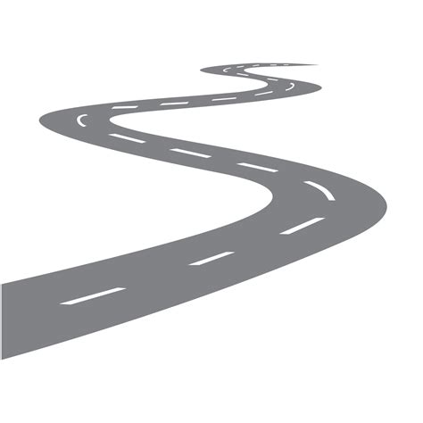 Winding road. Curved highway road with white markings. Vector ...