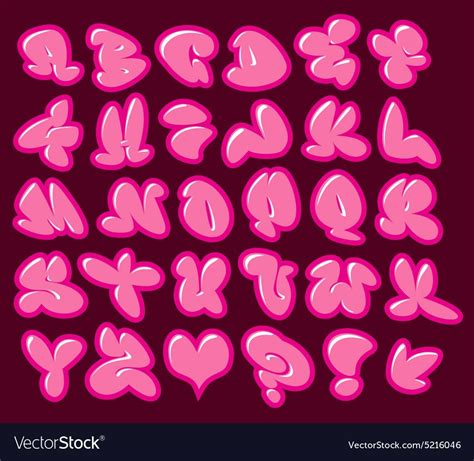 graffiti bubble gum pink fonts with gloss and color outline. Download a ...