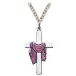 Sterling Silver Cross with Draped Enameld Purple Robe on 18" chain | Sterling silver cross ...
