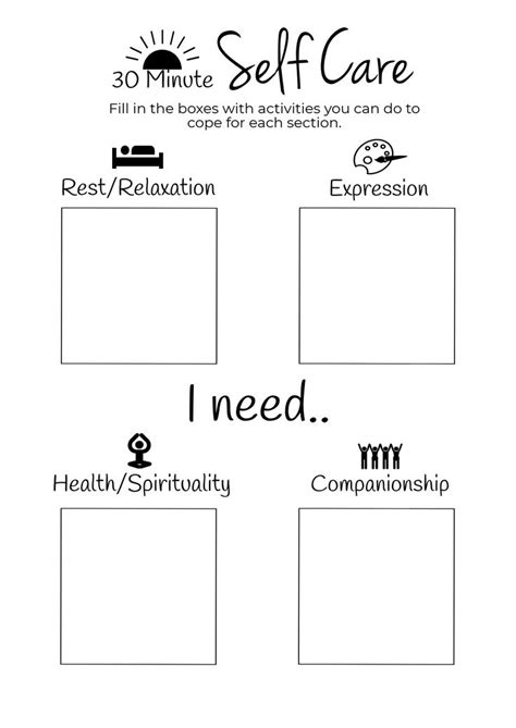 Mental Health Self Care Worksheets