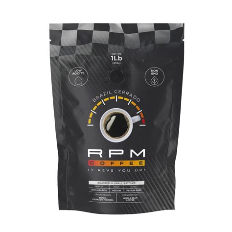 1LB RPM Brazil Cerrado Premium Coffee, Medium-Dark Roast, 100% Arabica Beans, Low Acidity ...