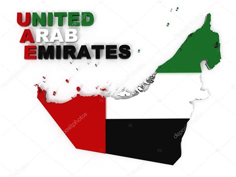 UAE, United Arab Emirates, map with flag, clipping path included ...